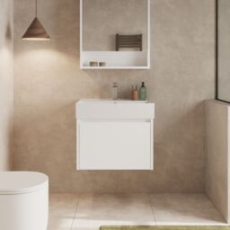 Banyetti Mino 600mm WallHung Vanity Unit with Veneto 1 TH Basin-Gloss White - thumbnail 2