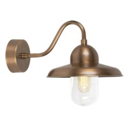 Netlighting Somerton 1 Light Outdoor Fisherman Dome Wall Light Brass IP44 E27 in Yellow - thumbnail 1