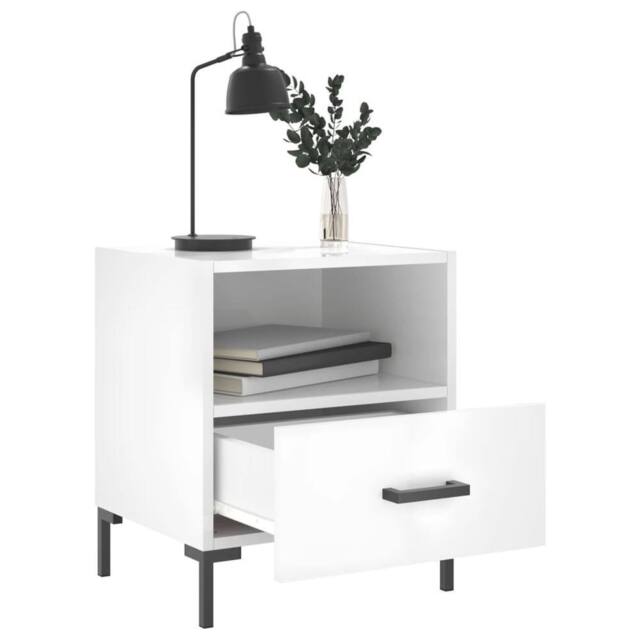 Berkfield Home Modern Bedside Cabinets 2 pcs High Gloss White 40x35x47.5 cm Engi - image 1