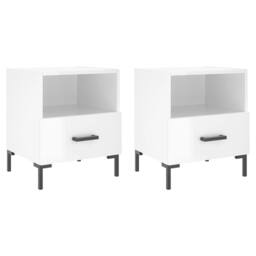 Berkfield Home Modern Bedside Cabinets 2 pcs High Gloss White 40x35x47.5 cm Engi - thumbnail 3