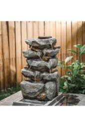 Living and Home Electric Water Fountain Rockery Garden Decor with LED Lights in Natural - thumbnail 3