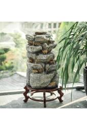 Living and Home Electric Water Fountain Rockery Garden Decor with LED Lights in Natural - thumbnail 2