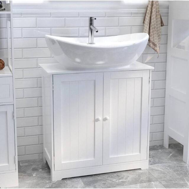 KORVIXA Bathroom Under Sink Cabinet Basin Vanity in White - image 1