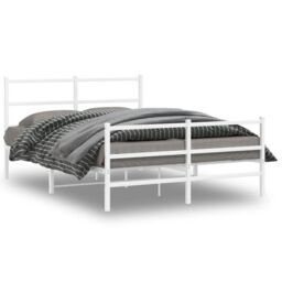 Berkfield Home Metal Bed Frame without Mattress with Footboard¬†White 140x200cm in White - Size: 140x200 cm - thumbnail 1