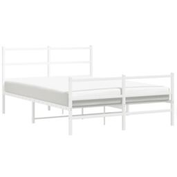 Berkfield Home Metal Bed Frame without Mattress with Footboard¬†White 140x200cm in White - Size: 140x200 cm - thumbnail 4