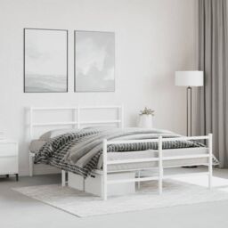 Berkfield Home Metal Bed Frame without Mattress with Footboard¬†White 140x200cm in White - Size: 140x200 cm - thumbnail 3