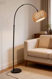 Living and Home Boho Rattan Floor Lamp in Natural