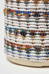 Homescapes Chindi Pattern Woven Bean Filled Pouffe Circular in Cream - thumbnail 4