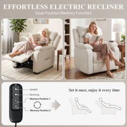 HOMCOM Power Recliner Chair with Massage & Heat, Spring Seat, Cream White - Size: Armchair - thumbnail 6