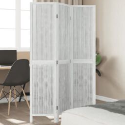 Berkfield Home Room Divider 3 Panels White Solid Wood Paulownia