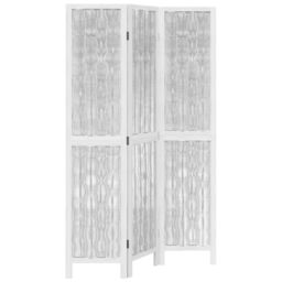Berkfield Home Room Divider 3 Panels White Solid Wood Paulownia - thumbnail 2
