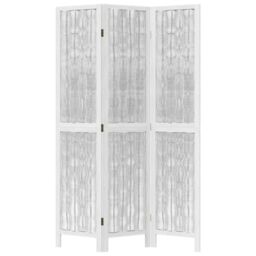 Berkfield Home Room Divider 3 Panels White Solid Wood Paulownia - thumbnail 4