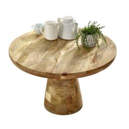 Indian Hub Surrey Coffee Table Mushroom Style - Solid Mango Wood - L80xW80xH45cm in Brown - thumbnail 2