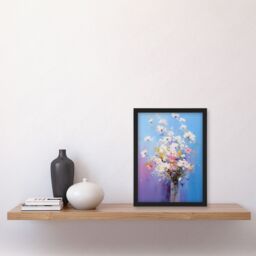 Artery8 Wall Art Print Baby's Breath Flowers Painting Purple Blue Pink Bouquet Framed Art - Size: A4 - thumbnail 4