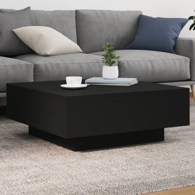 Berkfield Home Coffee Table with LED Lights Black 80x80x31 cm - Size: 80 x 80 x 31 cm - image 1