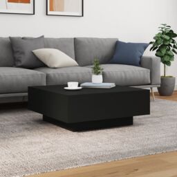 Berkfield Home Coffee Table with LED Lights Black 80x80x31 cm - Size: 80 x 80 x 31 cm - thumbnail 5