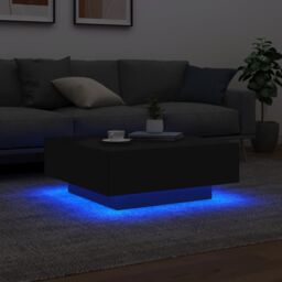 Berkfield Home Coffee Table with LED Lights Black 80x80x31 cm - Size: 80 x 80 x 31 cm - thumbnail 4
