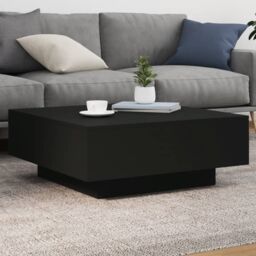 Berkfield Home Coffee Table with LED Lights Black 80x80x31 cm - Size: 80 x 80 x 31 cm - thumbnail 1