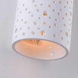 Harper Living Perforated Up & Down Ceramic Wall Light Cylinder Shade in White - thumbnail 4