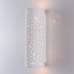 Harper Living Perforated Up & Down Ceramic Wall Light Cylinder Shade in White - thumbnail 3