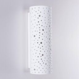 Harper Living Perforated Up & Down Ceramic Wall Light Cylinder Shade in White - thumbnail 6