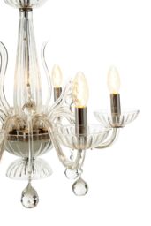 Orsina 6 Bulb Crystal Chandelier, Glass Arm Chandelier With Hanging K9 Orbs, Iron Frame Ceiling Light For Hallway in Clear - thumbnail 6