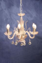 Orsina 6 Bulb Crystal Chandelier, Glass Arm Chandelier With Hanging K9 Orbs, Iron Frame Ceiling Light For Hallway in Clear - thumbnail 2