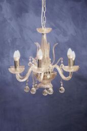 Orsina 6 Bulb Crystal Chandelier, Glass Arm Chandelier With Hanging K9 Orbs, Iron Frame Ceiling Light For Hallway in Clear - thumbnail 3