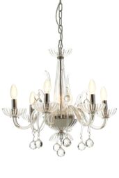 Orsina 6 Bulb Crystal Chandelier, Glass Arm Chandelier With Hanging K9 Orbs, Iron Frame Ceiling Light For Hallway in Clear - thumbnail 4