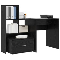 Berkfield Home with Drawer with Shelf with Storage Black oak 131.5 x 50 x 106.5 cm Engineered wood - thumbnail 3