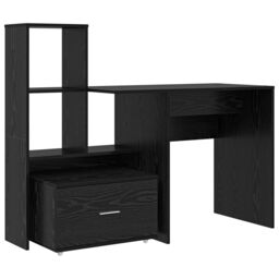 Berkfield Home with Drawer with Shelf with Storage Black oak 131.5 x 50 x 106.5 cm Engineered wood - thumbnail 2