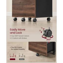 VOGREX Black Mobile 2-Drawer Office File Pedestal Cabinet in Brown - thumbnail 4