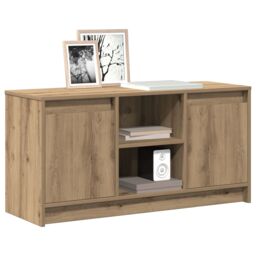 Berkfield Home TV Cabinet with LED Lights in Artisan Oak, 100x34x50 cm, Made from Engineered Wood in Brown - Size: 100 x 34 x 50 cm - thumbnail 3
