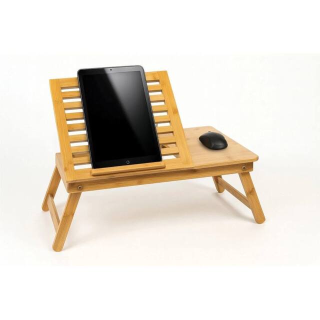 EONLION Portable Bamboo Laptop Table Bed Adjustable Stand in Brown - Size: 100 cm - image 1