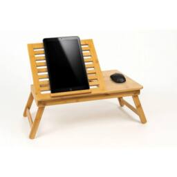 EONLION Portable Bamboo Laptop Table Bed Adjustable Stand in Brown - Size: 100 cm
