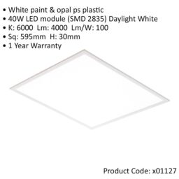 Loops Square Backlit LED Ceiling Panel Light - 595mm Sq - 40W Daylight White LED - thumbnail 2