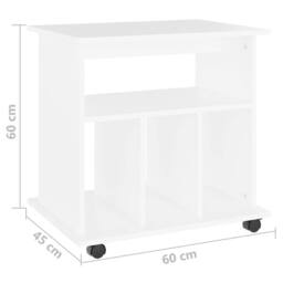 Berkfield Home Rolling Cabinet White 60x45x60 cm Engineered Wood - Size: 60 x 45 x 60 cm - thumbnail 7