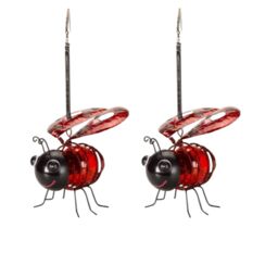 Marco Paul Pack of 2 Metal Red Ladybird Solar Powered Garden Ornament - thumbnail 2