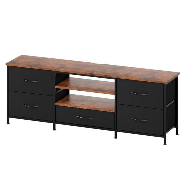 Levede TV Stand Cabinet Entertainment Unit Stand 140cm Storage Shelves in Brown - image 1
