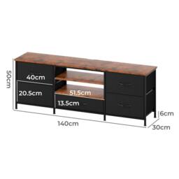 Levede TV Stand Cabinet Entertainment Unit Stand 140cm Storage Shelves in Brown - thumbnail 4