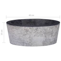 Berkfield Home Sink Black √ò40x15 cm Marble - Size: 40x15 cm - thumbnail 6
