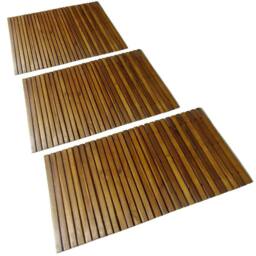 Berkfield Home 3 pcs Acacia Bath Mat 80 x 50 cm in Brown - thumbnail 2