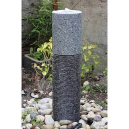 Buttercup Farm Two Tone Granite Column Water Feature with Pump, Light, Reservoir in Grey - thumbnail 1