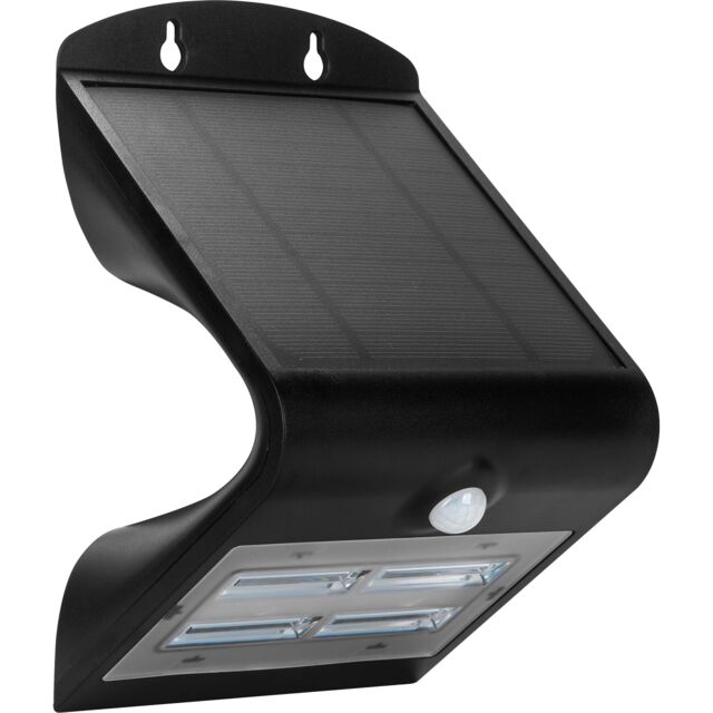 Luceco Solar Guardian PIR Wall Light, IP65, 3.2W, 400lm, 4000K, Black - image 1