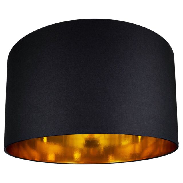 Happy Homewares Contemporary Cotton Lamp/Light Shade with Shiny Paper Inner in Black - Size: 20 inches - image 1