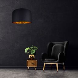 Happy Homewares Contemporary Cotton Lamp/Light Shade with Shiny Paper Inner in Black - Size: 20 inches - thumbnail 3