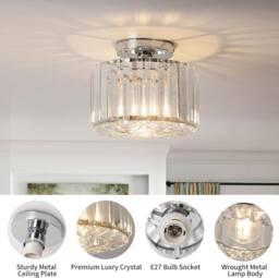 COMELY Crystal Ceiling Lights, Vintage Semi Flush Mount Ceiling Lights in Silver - thumbnail 6