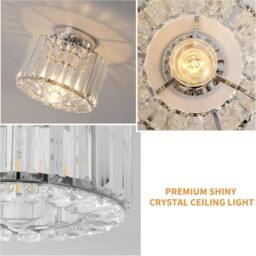 COMELY Crystal Ceiling Lights, Vintage Semi Flush Mount Ceiling Lights in Silver - thumbnail 7