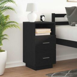 Berkfield Home Bedside Cabinet with 2 Drawers Black 36x36x68 cm - Size: 36 x 36 x 68 cm - thumbnail 3