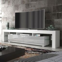 Creative Furniture TV Unit 200cm Modern - White with High Gloss Grey Doors - thumbnail 6